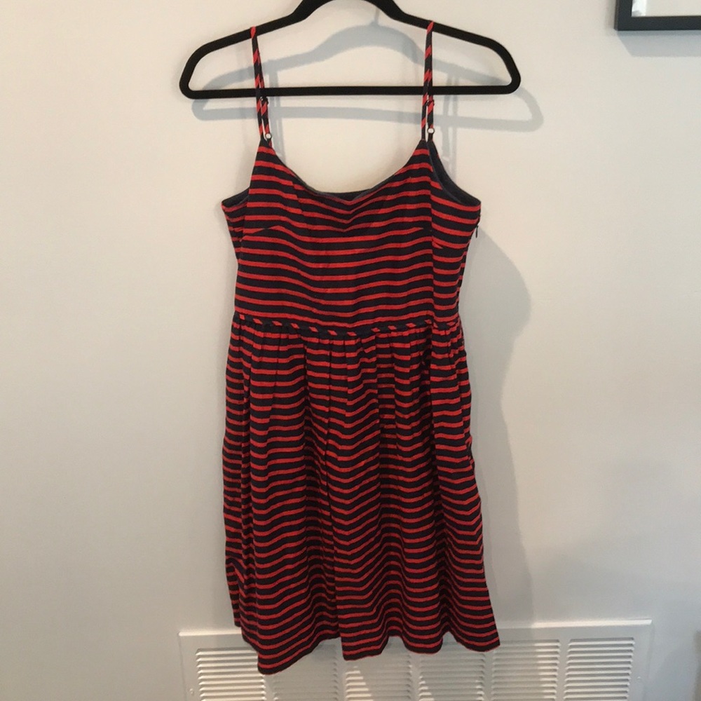 J crew factory dress, navy and red, super cute